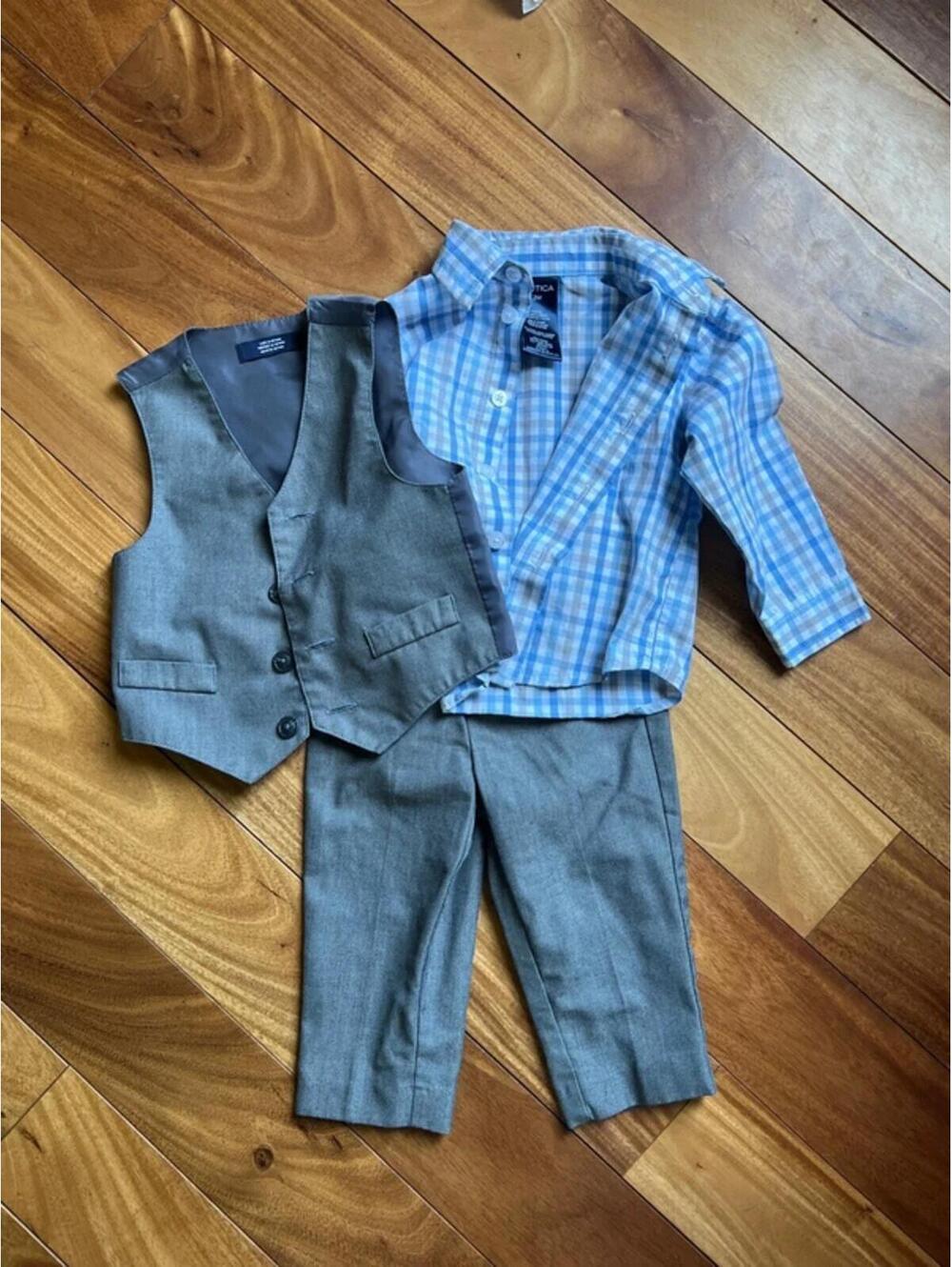 Nautica Boys Suit (Pants Vest and Shirt) 12 mos